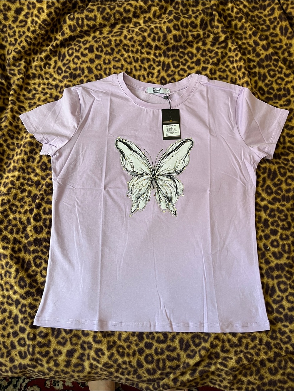 Girls lavender Short Sleeve Tee with Butterfly Graphic